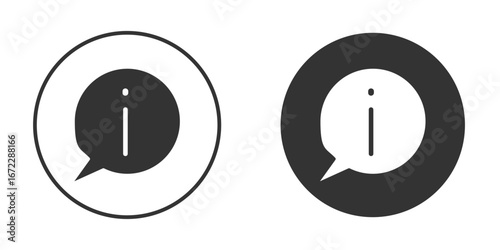 Information icon pictogram. Vector outline illustration isolated on white background.