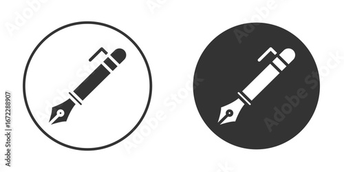 Fountain pen icon pictogram. Vector outline illustration isolated on white background.