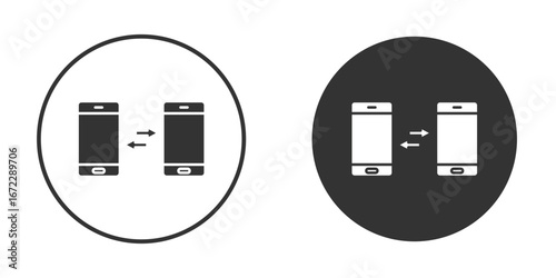 Data transfer icon pictogram. Vector outline illustration isolated on white background.