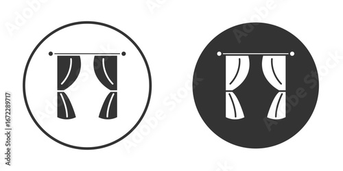 Curtain icon pictogram. Vector outline illustration isolated on white background.