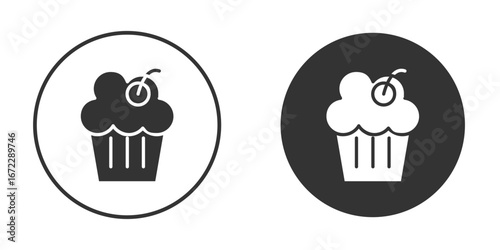 Cupcake icon pictogram. Vector outline illustration isolated on white background.