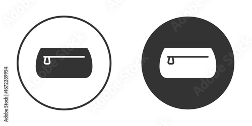 Cosmetic bag icon pictogram. Vector outline illustration isolated on white background.