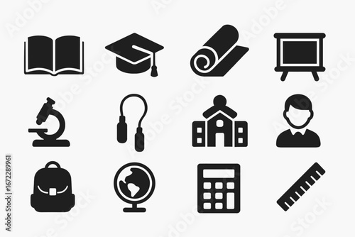 school icons set