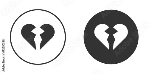 Broken heart icon pictogram. Vector outline illustration isolated on white background.