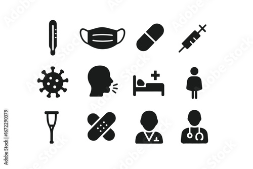 sickness icons set