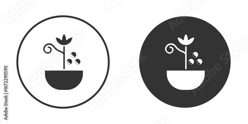 Berry shrubs and vines icon pictogram. Vector outline illustration isolated on white background.