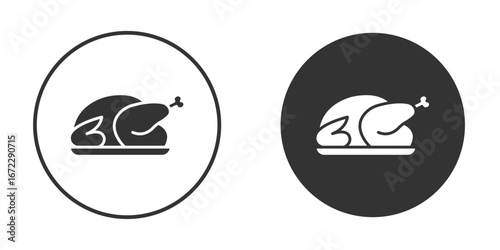 Baked turkey icon pictogram. Vector outline illustration isolated on white background.