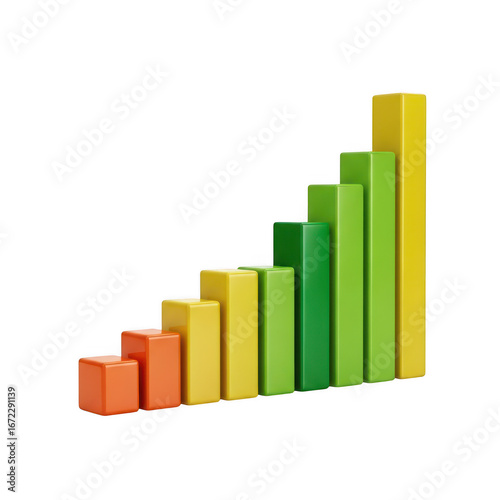 Free Download Colorful ascending bar graph isolated on transparent background - GFXLoad
