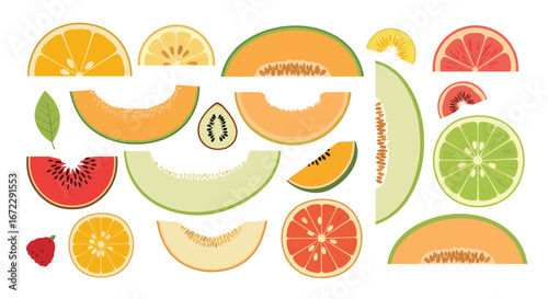 A vibrant assortment of freshly sliced tropical fruits and citrus delights for healthy eating