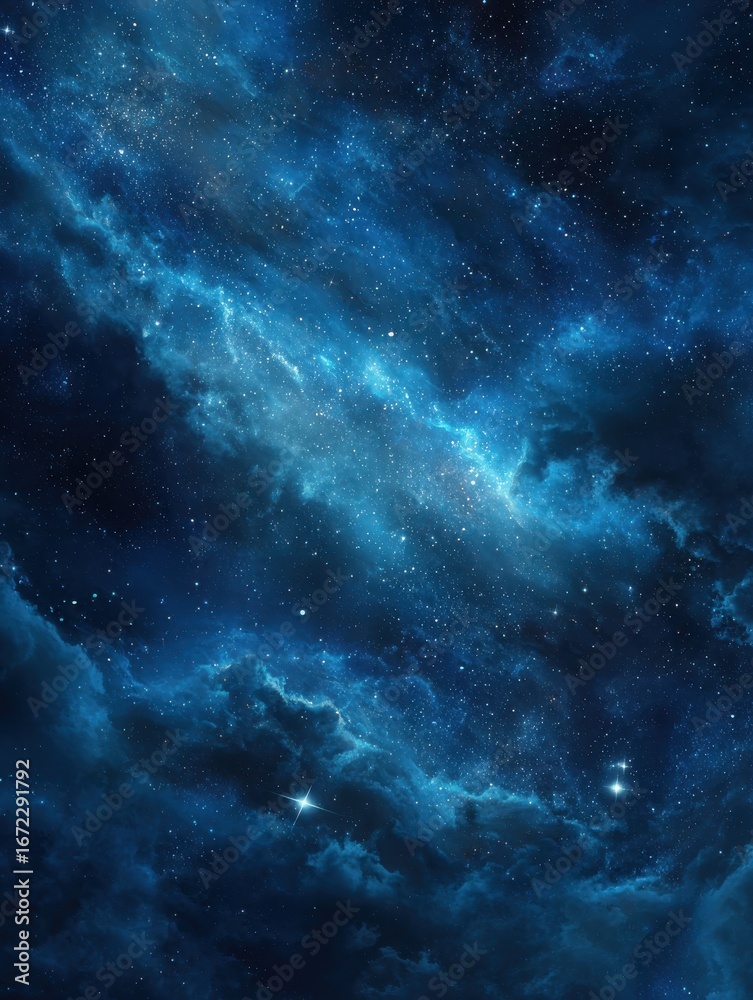 Fototapeta premium space stars mystical space landscape with stars and clouds in deep blue galaxy cosmos nebula planets clouds sky universe night deep blue starry astronomy celestial cosmoscape