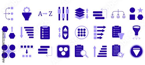 Set of sorting and filtering Icons or symbols Vector fully editable file.