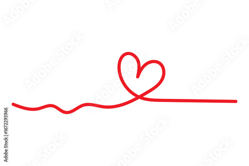 Hand drawn heart shape with continuous line, one line love shape doodle style drawing for romance, marriage, valentine