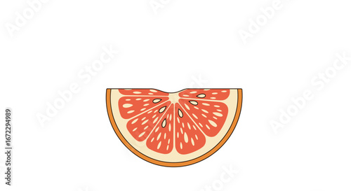 Vibrant slice of pink grapefruit bursting with juicy segments and refreshing zest
