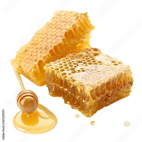 Honeycomb Pure Honey Golden Texture Delicious Sweetness on transparent background