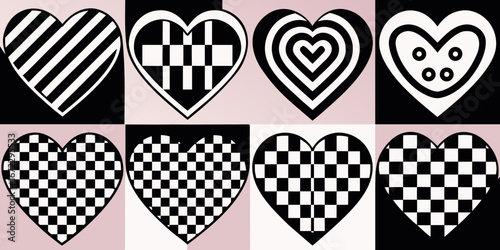Romantic vector illustrations featuring winged hearts, various heart icons, and a set of heart-shaped shields perfect for Valentine's Day designs
