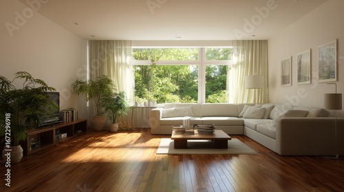 Wallpaper Mural big and comfortable living room with bright sofa no logos no brands ar 169 Torontodigital.ca