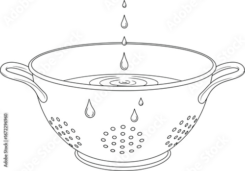 Colander water drops kitchen utensil strainer cooking drain liquid clean wet
