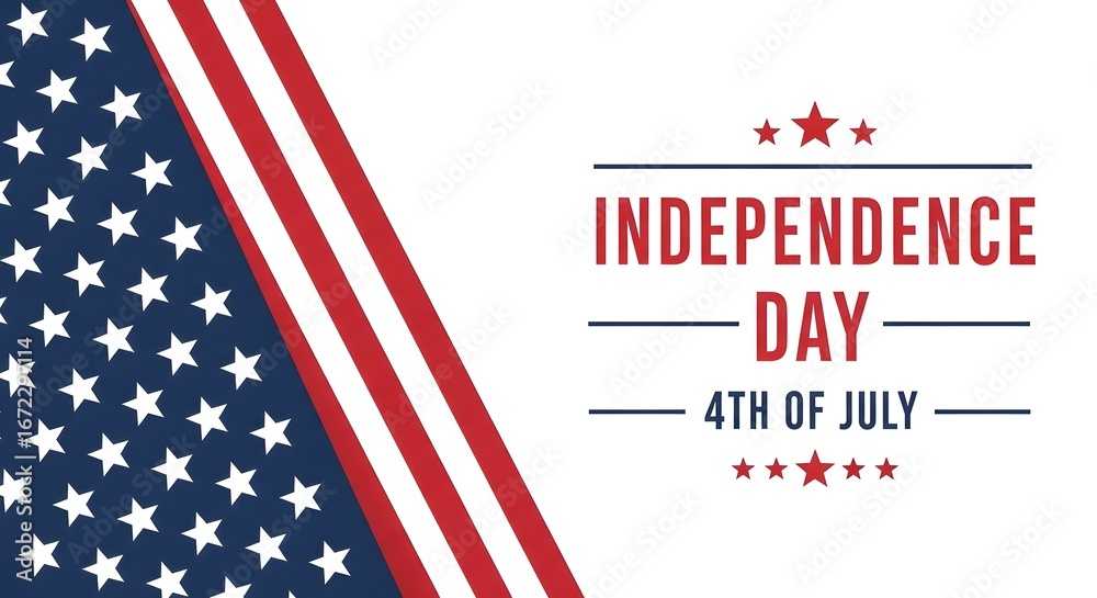 Obraz premium Independence day 4th of july text with american flag elements and stars, celebrating national holiday and patriotism