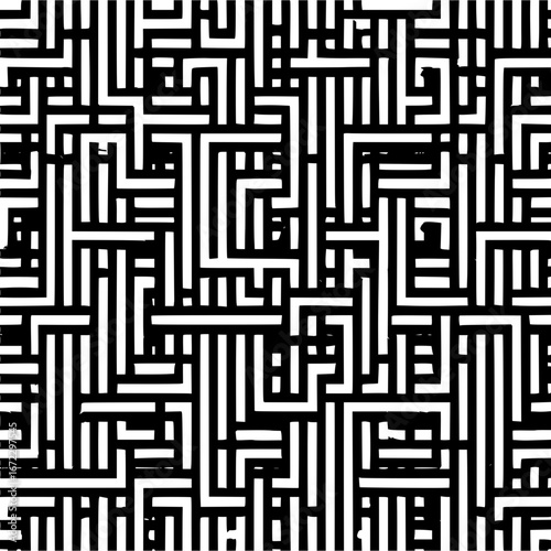 Downloadable black and white maze vector art for puzzles and graphic design projects featuring complex paths