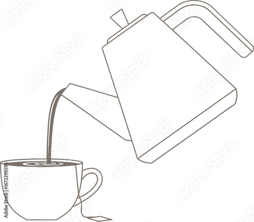 Tea cup tea pot pouring hot beverage drink relaxation morning afternoon break
