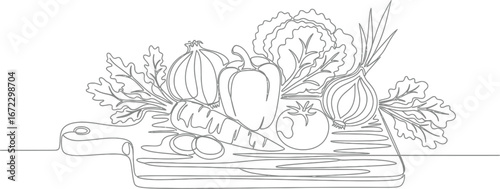Vegetables food healthy carrot onion pepper tomato lettuce diet vegan raw art