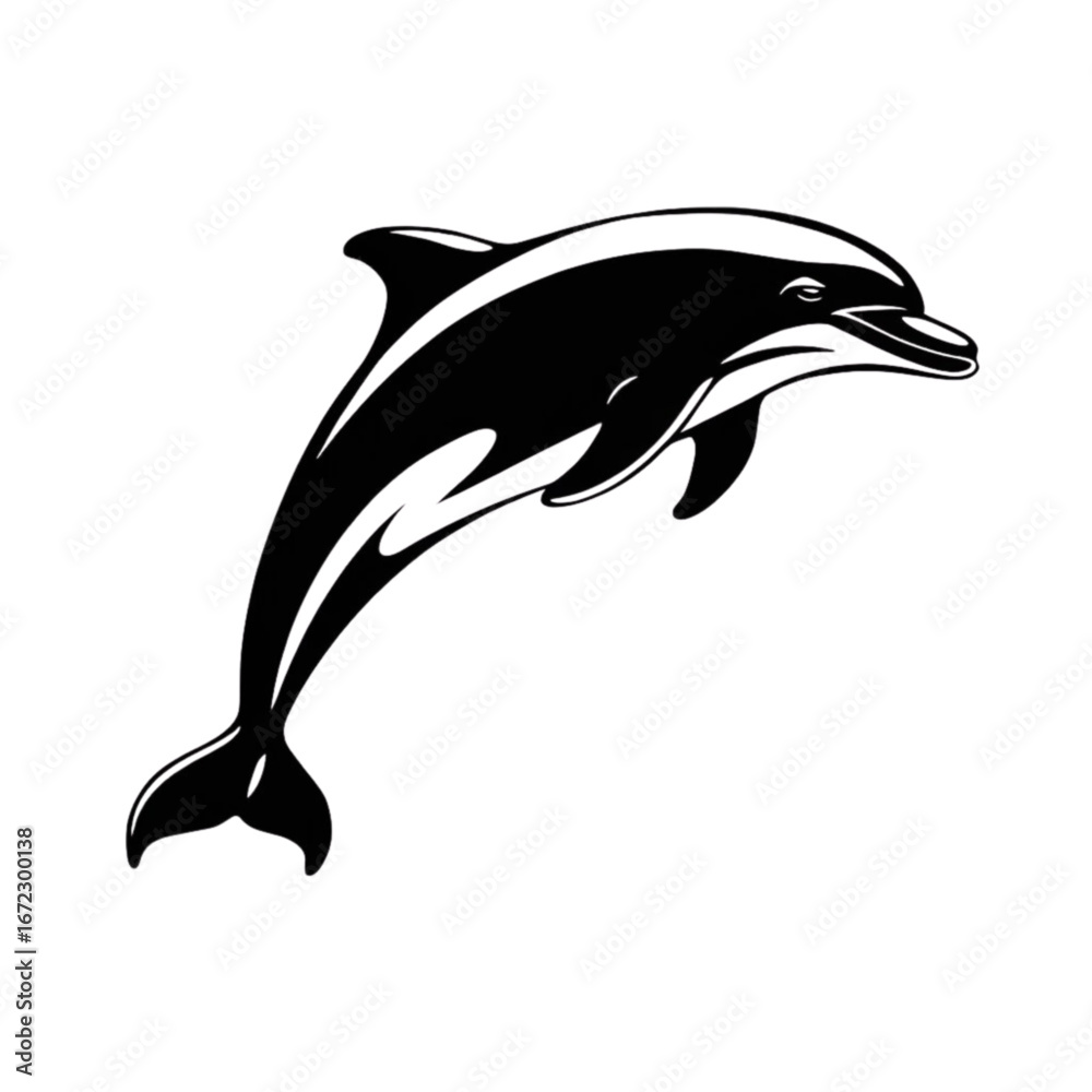 Fototapeta premium Dynamic dolphin leaping joyfully perfect for marine life projects and aquatic branding