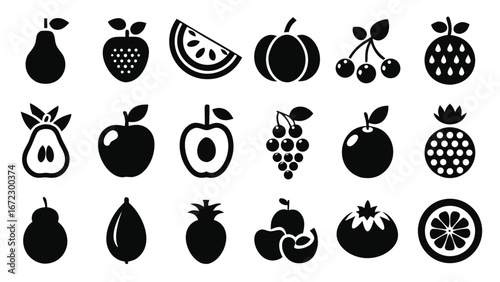Assorted Fruit Icons pear strawberry
