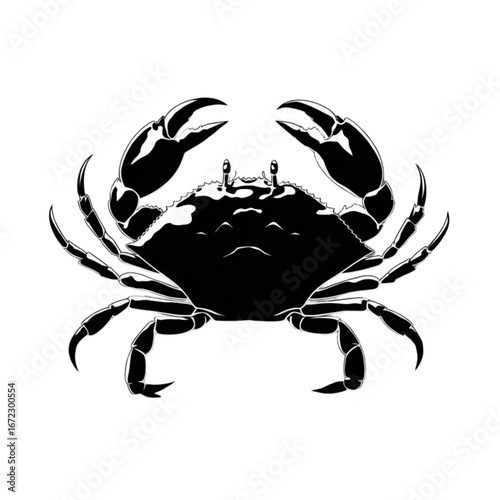 Bold black crab silhouette ready to pinch perfect for seafood menus and ocean themes