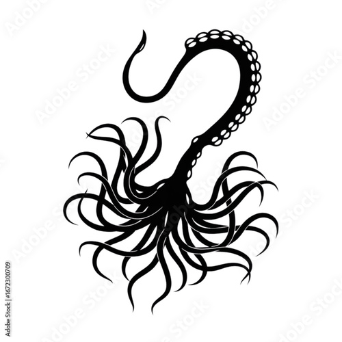Dramatic black octopus tentacles swirling with an eerie captivating motion.