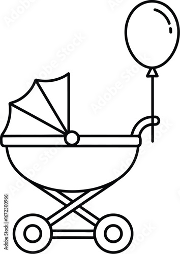 Baby stroller carriage pram buggy infant newborn child balloon celebration party