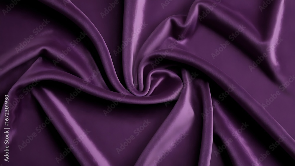 Obraz premium A luxurious dark purple velvet fabric background with soft folds and deep shadows, smooth, rich, and elegant texture perfect for jewelry, fashion, or luxury mockups.