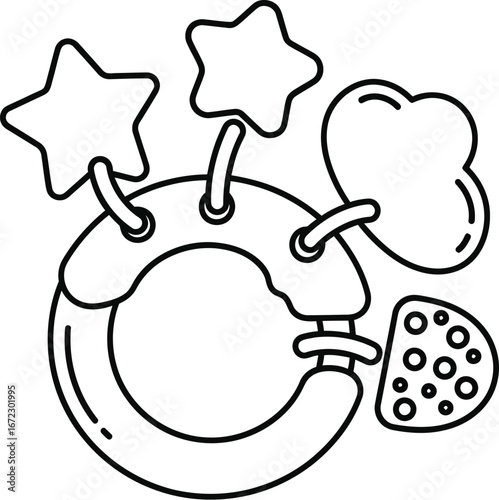 Baby toy rattle star cloud teething infant newborn nursery play fun cute gift
