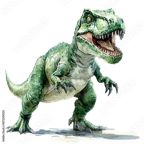 Allosaurus, watercolor vector, isolated on a white background.