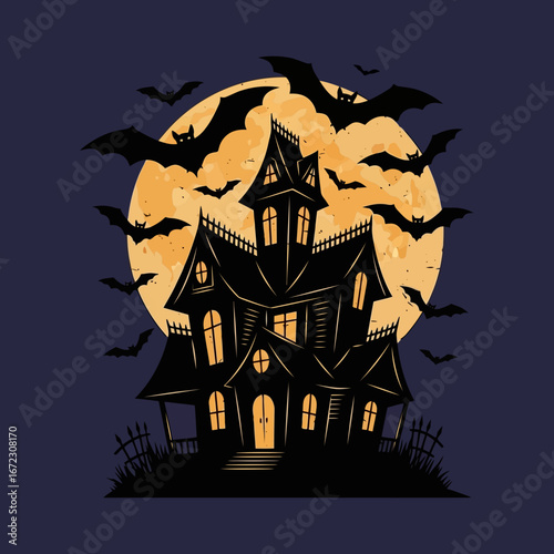 halloween background with haunted house