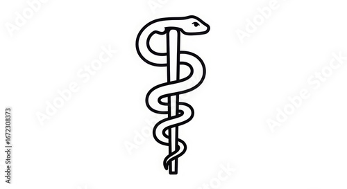 Rod of asclepius medical symbol snake and staff icon for healthcare and pharmacy symbolizing healing and medicine a classic emblem.