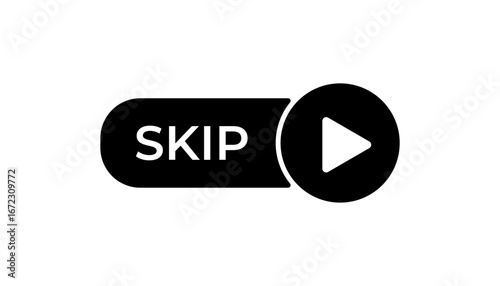 a skip button featuring a bold play icon on a smooth media control interface, ready for interaction.