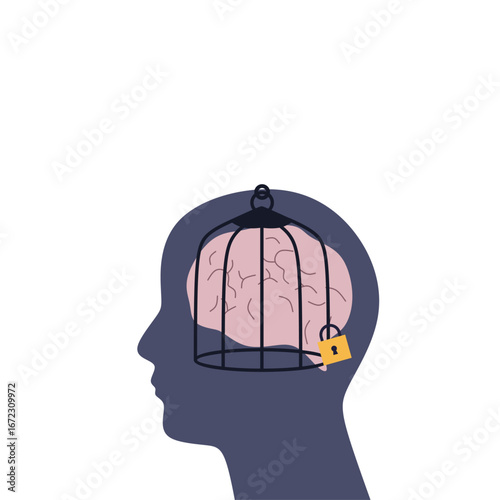 Cartoon Character with Closed Head Ignoring a Problem