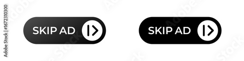 two oval skip ad buttons each feature a play symbol. simple minimalist design suitable for interfaces.