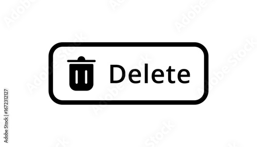 A minimalist icon of a trash bin beside the word delete, signifying removal or clearing actions.