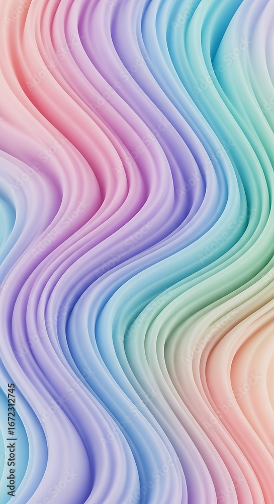 Obraz premium Iridescent Flowing Pastel Waves: A Gentle Gradient of Soft Light for Creative Projects