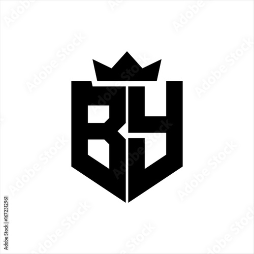 BY Vector image of a shield with a sharp geometric style and a pointed crown
