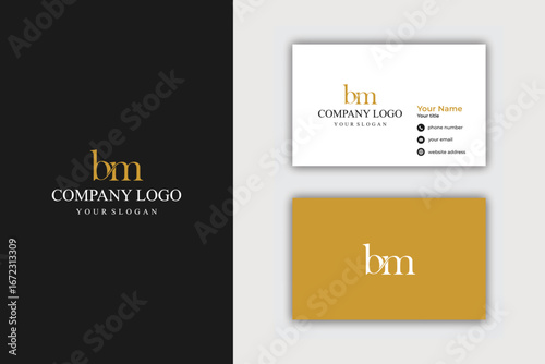 Modern and Elegant BM Letter Logo with Business Card Design.