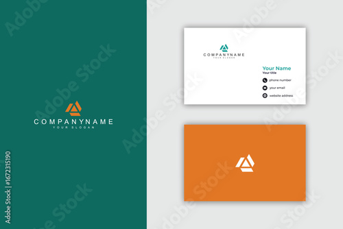 Modern Business Card Design with Abstract Triangle Logo.