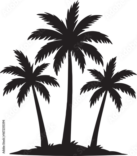 Tropical silhouette palm trees paradise beach ocean island vacation summer getaway scene