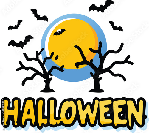 Spooky halloween scene with a large mysterious element