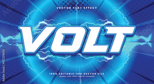 Volt 3D editable text effect template Suitable for thunder style