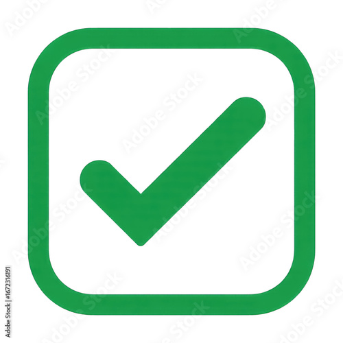 Green check mark inside a rounded square isolated on transparent background