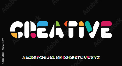 Creative digital technology logo font alphabet. Minimal modern urban fonts for logo, brand etc. Typography typeface uppercase lowercase and number. vector illustration