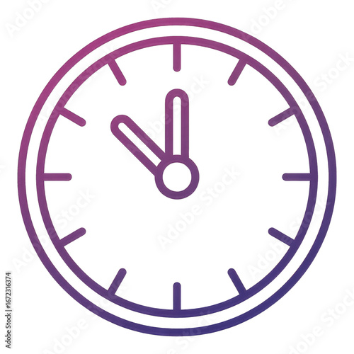 Clock face with a purple and blue gradient outline