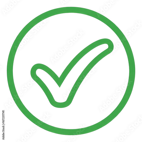 Green check mark in a circle isolated on transparent background